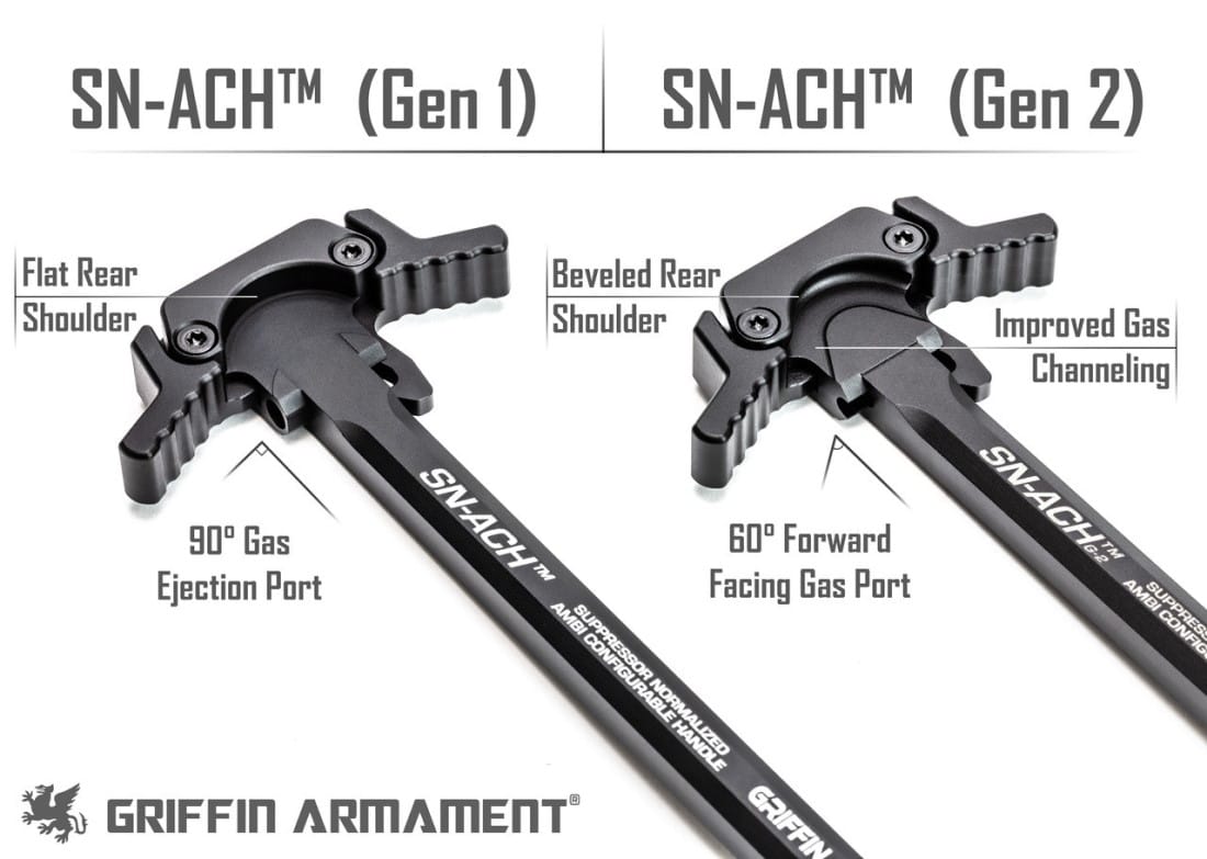GRIFFIN ARMAMENT SN-ACH GEN 2 AR15 SUPPRESSOR NORMALIZED AMBI CHARGING HANDLE – BLACK - Image 2