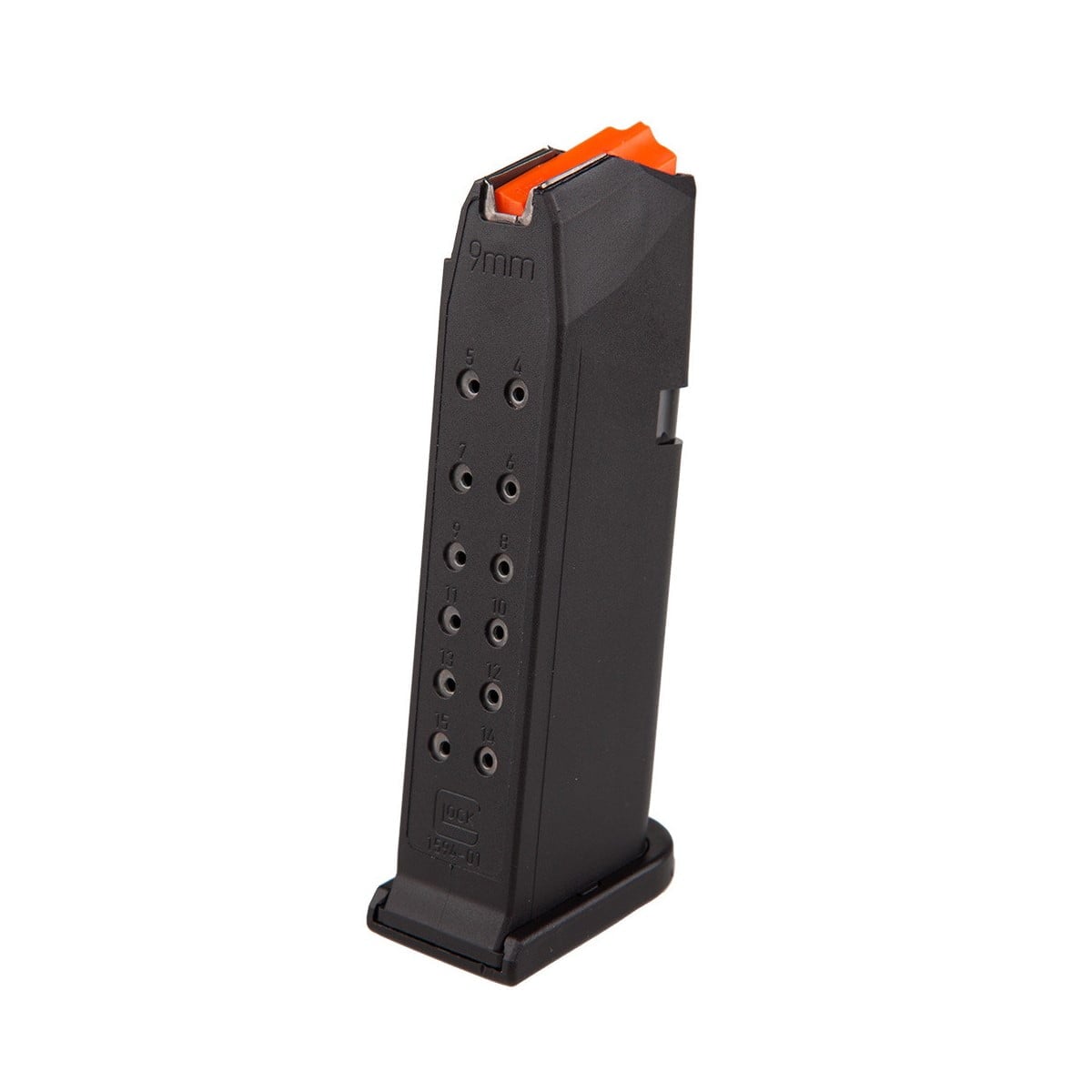 GLOCK 19 GEN5 9MM 15RD GENUINE OEM MAGAZINE BLACK W/ORANGE FOLLOWER - Image 3