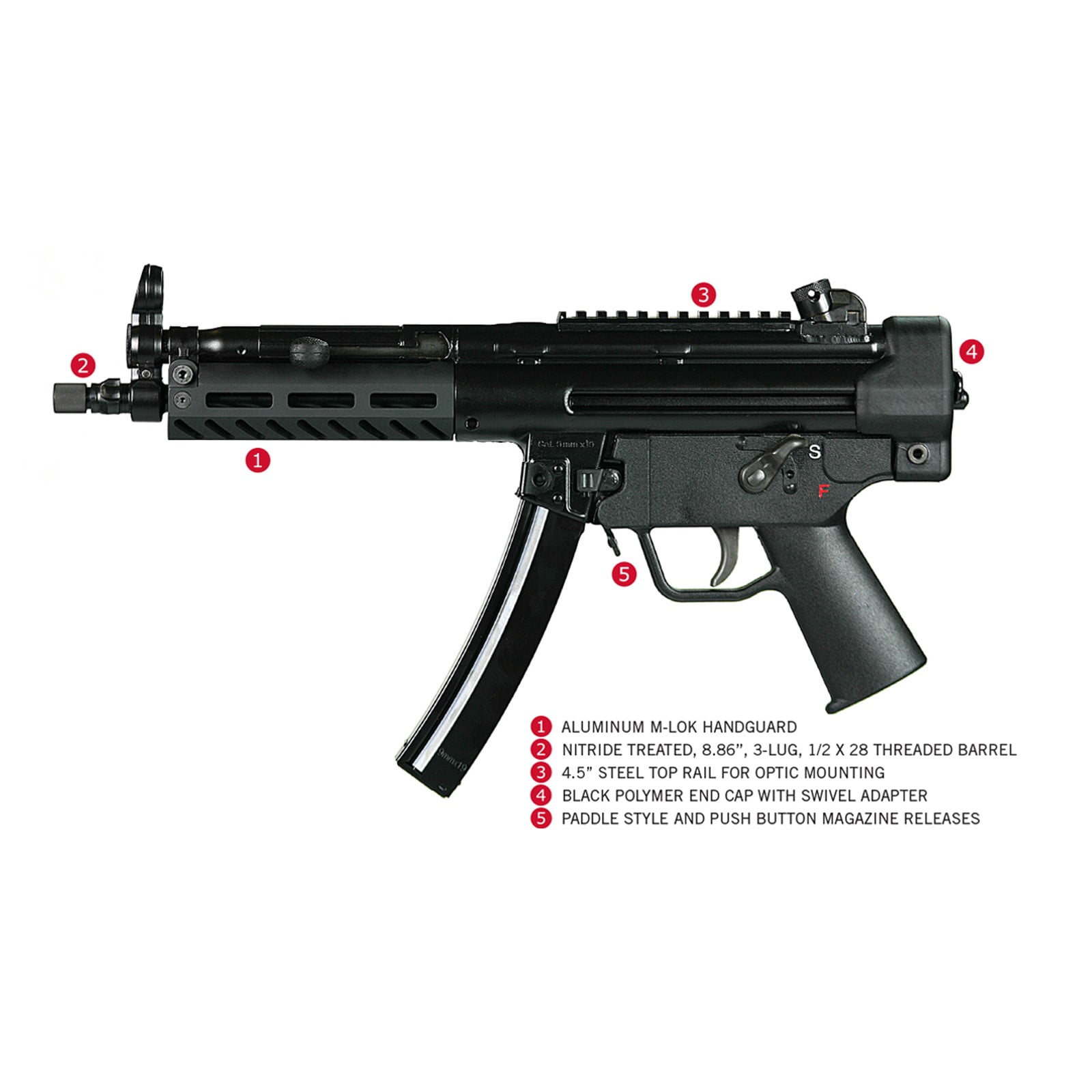 PTR INDUSTRIES 9CT PTR601 PISTOL 9MM 8.86-INCH 30RDS 3LUG/THREADED BARREL - Image 2