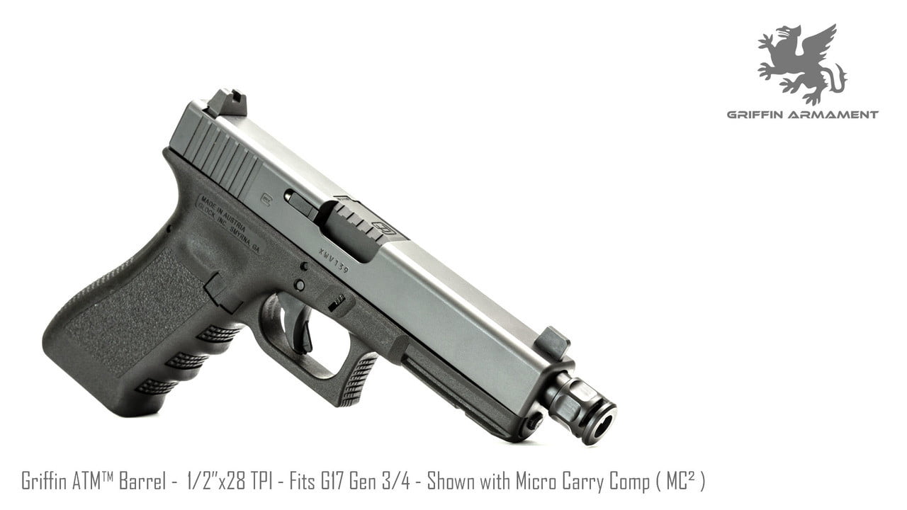 GRIFFIN ARMAMENT ATM BARREL FITS GLOCK 17 GEN 3/4 – 1/2X28 WITH MICRO CARRY COMP - Image 2