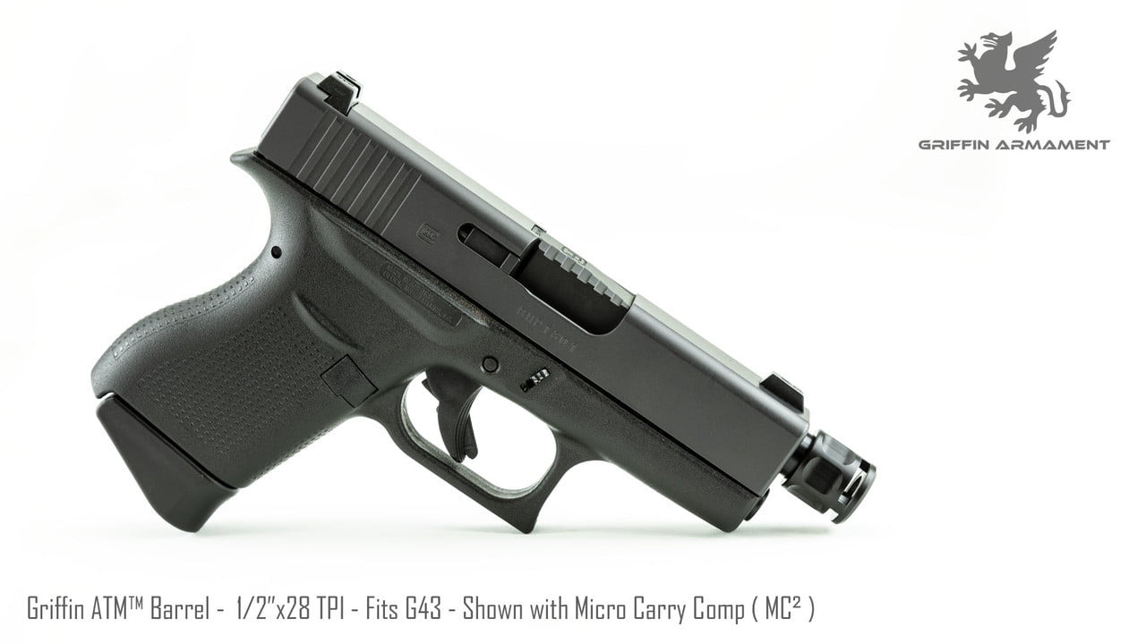 GRIFFIN ARMAMENT ATM™ BARREL FITS GLOCK 43/43X – 1/2X28 WITH MICRO CARRY COMP - Image 3