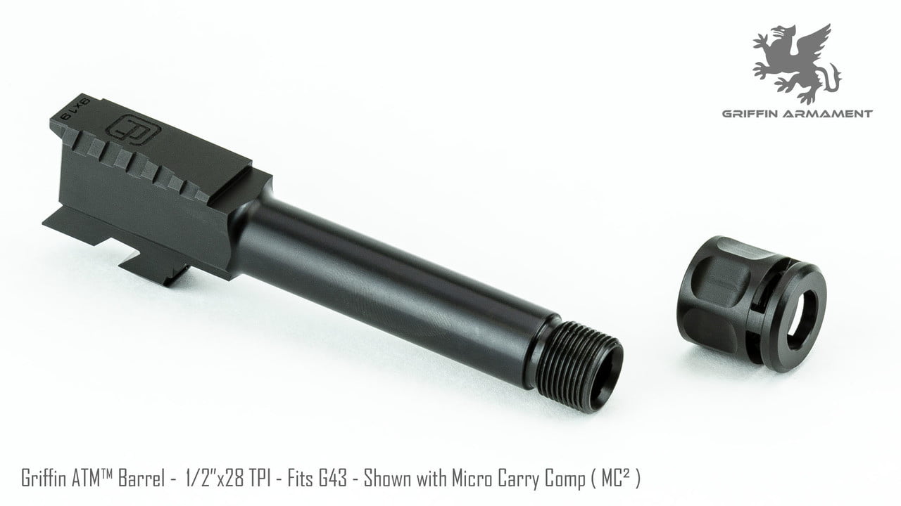 GRIFFIN ARMAMENT ATM™ BARREL FITS GLOCK 43/43X – 1/2X28 WITH MICRO CARRY COMP - Image 4