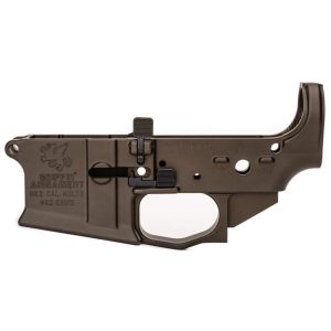 Alternative view of GRIFFIN ARMAMENT MK2 AMBI STRIPPED LOWER RECEIVER – TERRA BROWN ANODIZED