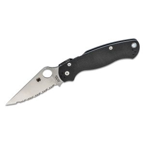 Alternative view of SPYDERCO PARAMILITARY 2 SATIN FINISH BLACK G-10 HANDLE – 3.44″ S30V SERRATED EDGE BLADE