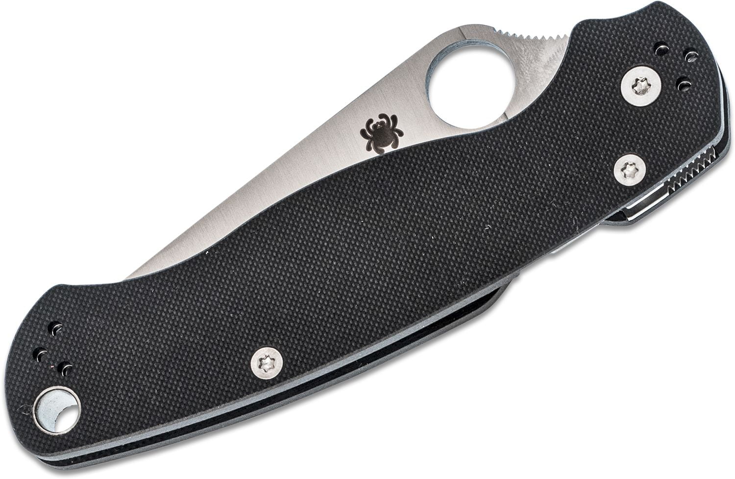 SPYDERCO PARAMILITARY 2 SATIN FINISH BLACK G-10 HANDLE – 3.44″ S30V SERRATED EDGE BLADE - Image 3