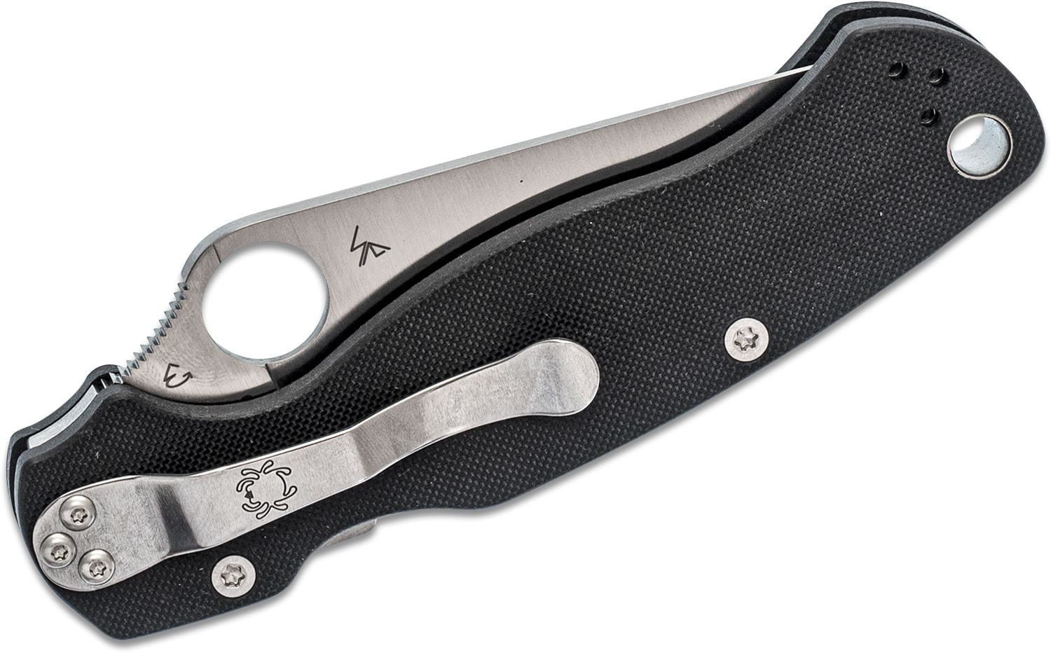 SPYDERCO PARAMILITARY 2 SATIN FINISH BLACK G-10 HANDLE – 3.44″ S30V SERRATED EDGE BLADE - Image 4