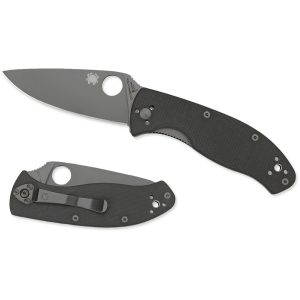 SPYDERCO TENACIOUS BLACK G-10 HANDLE BLACK DLC 3.39″ PLAIN EDGE BLADE