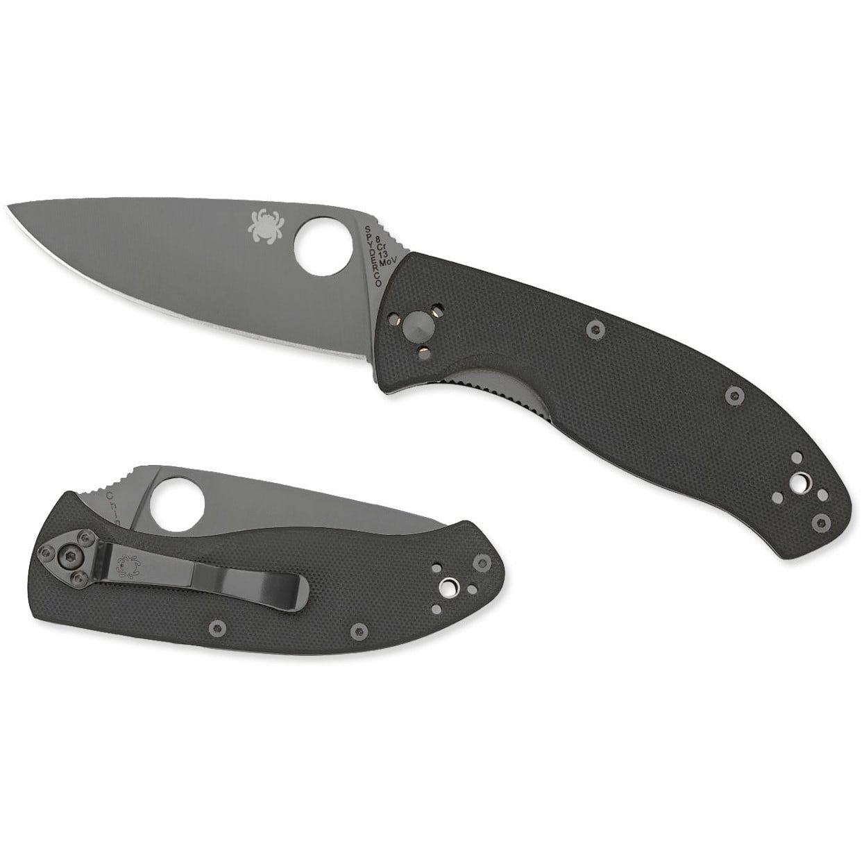 SPYDERCO TENACIOUS BLACK G-10 HANDLE BLACK DLC 3.39″ PLAIN EDGE BLADE