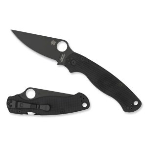 SPYDERCO PARAMILITARY 2 BLACK G-10 HANDLE BLACK DLC 3.44″ CPM-S45VN PLAIN EDGE BLADE
