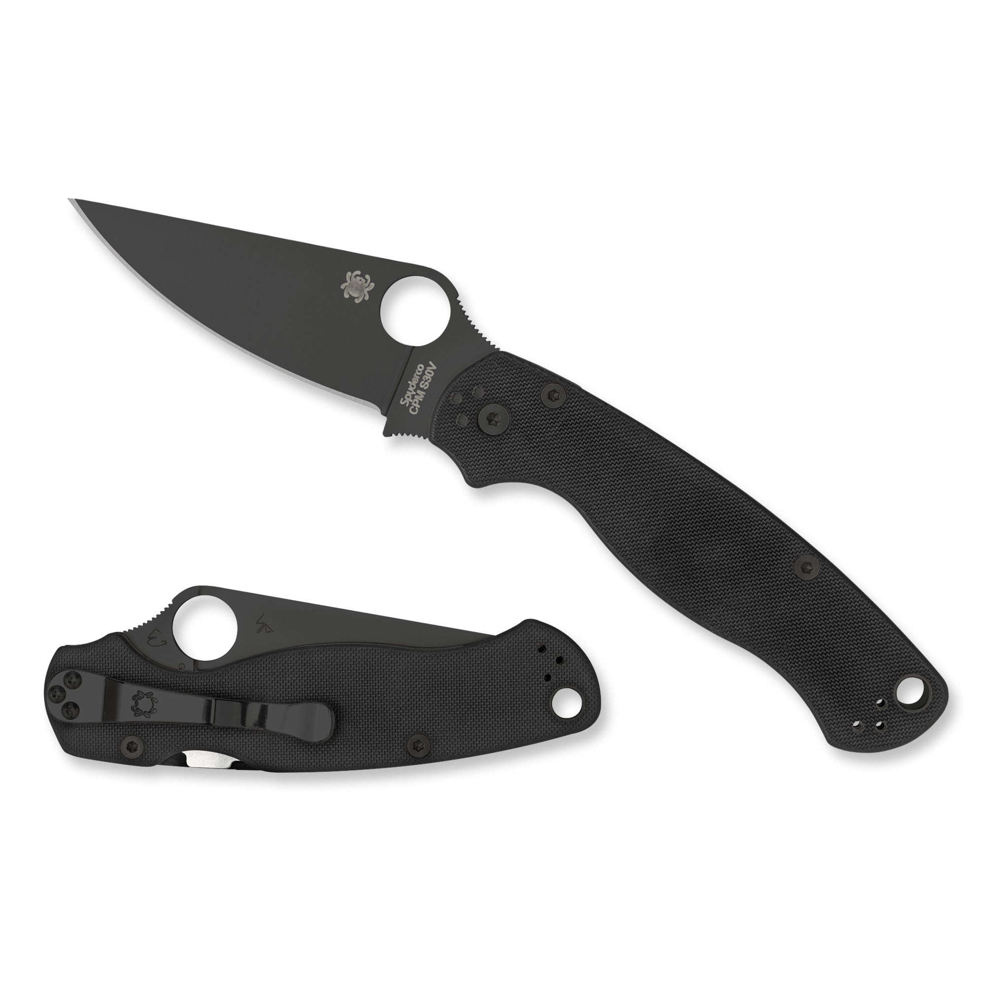 SPYDERCO PARAMILITARY 2 BLACK G-10 HANDLE BLACK DLC 3.44″ CPM-S45VN PLAIN EDGE BLADE