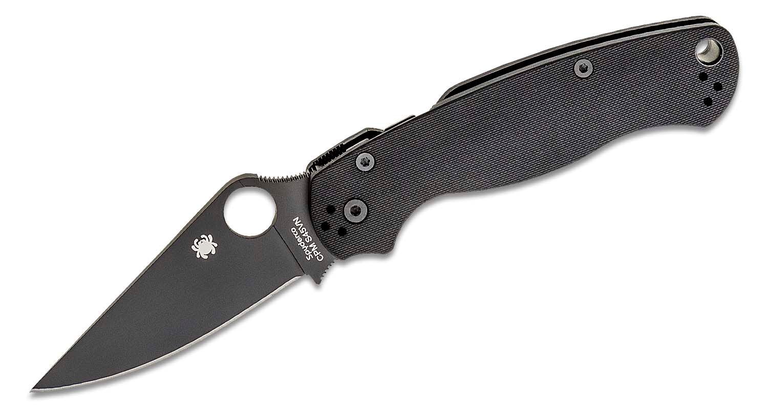 SPYDERCO PARAMILITARY 2 BLACK G-10 HANDLE BLACK DLC 3.44″ CPM-S45VN PLAIN EDGE BLADE - Image 2