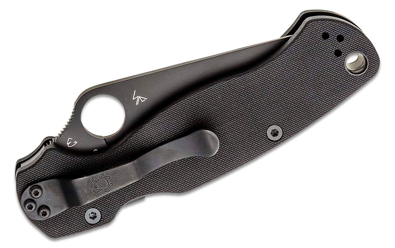 SPYDERCO PARAMILITARY 2 BLACK G-10 HANDLE BLACK DLC 3.44″ CPM-S45VN PLAIN EDGE BLADE - Image 4