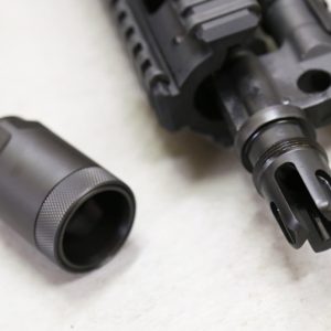 Alternative view of GRIFFIN ARMAMENT TAPER MOUNT MINIMALIST STEALTH FLASH HIDER