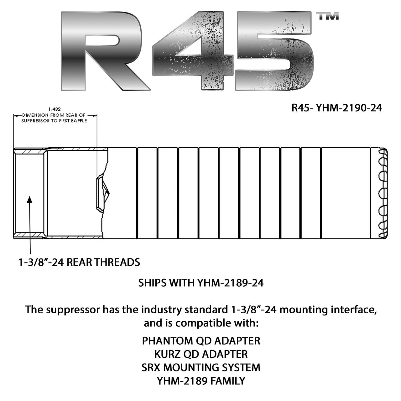 YHM R45 45 CAL SUPPRESSOR - Image 7